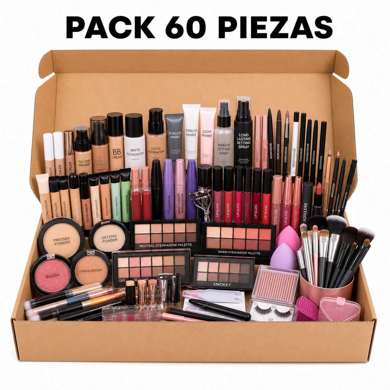 Pack 60 Piezas Maquillaje Mixto (Target)